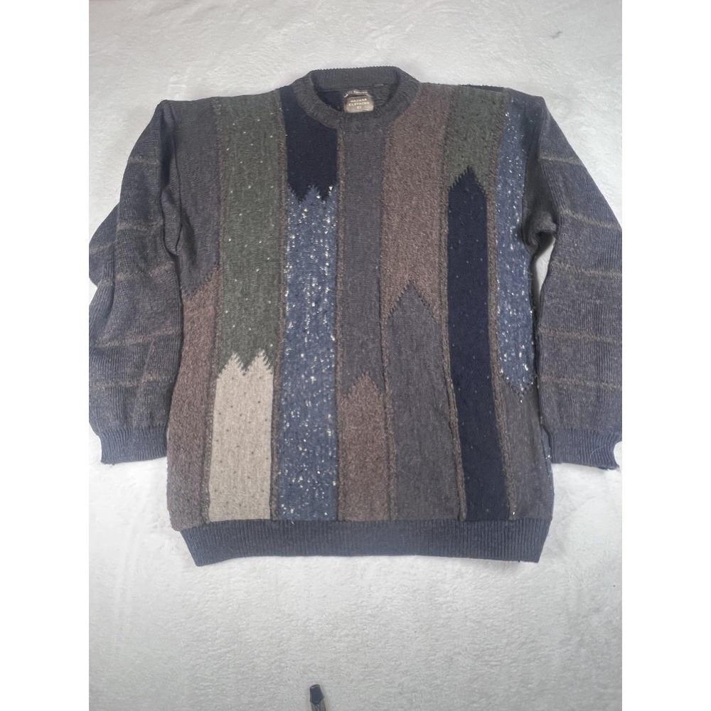 Vintage Haggar Clothing Co Sweater Mens XL Multicolor Chunky Knit Striped‎ 90s